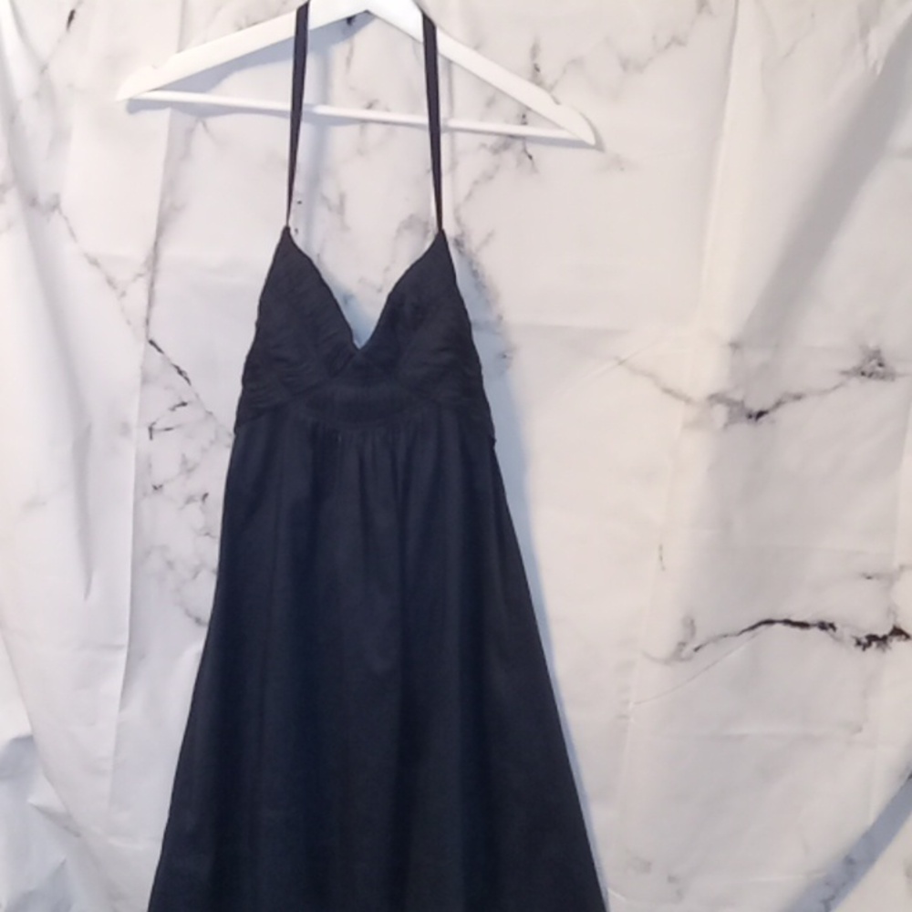 BCBGMaxAzria Black Midi Halter Dress